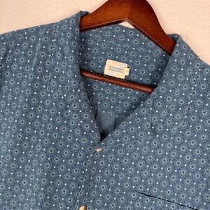 Fair Harbor Casablanca Camp Shirt Mens 2X Blue Geometric Floral Short Sleeve